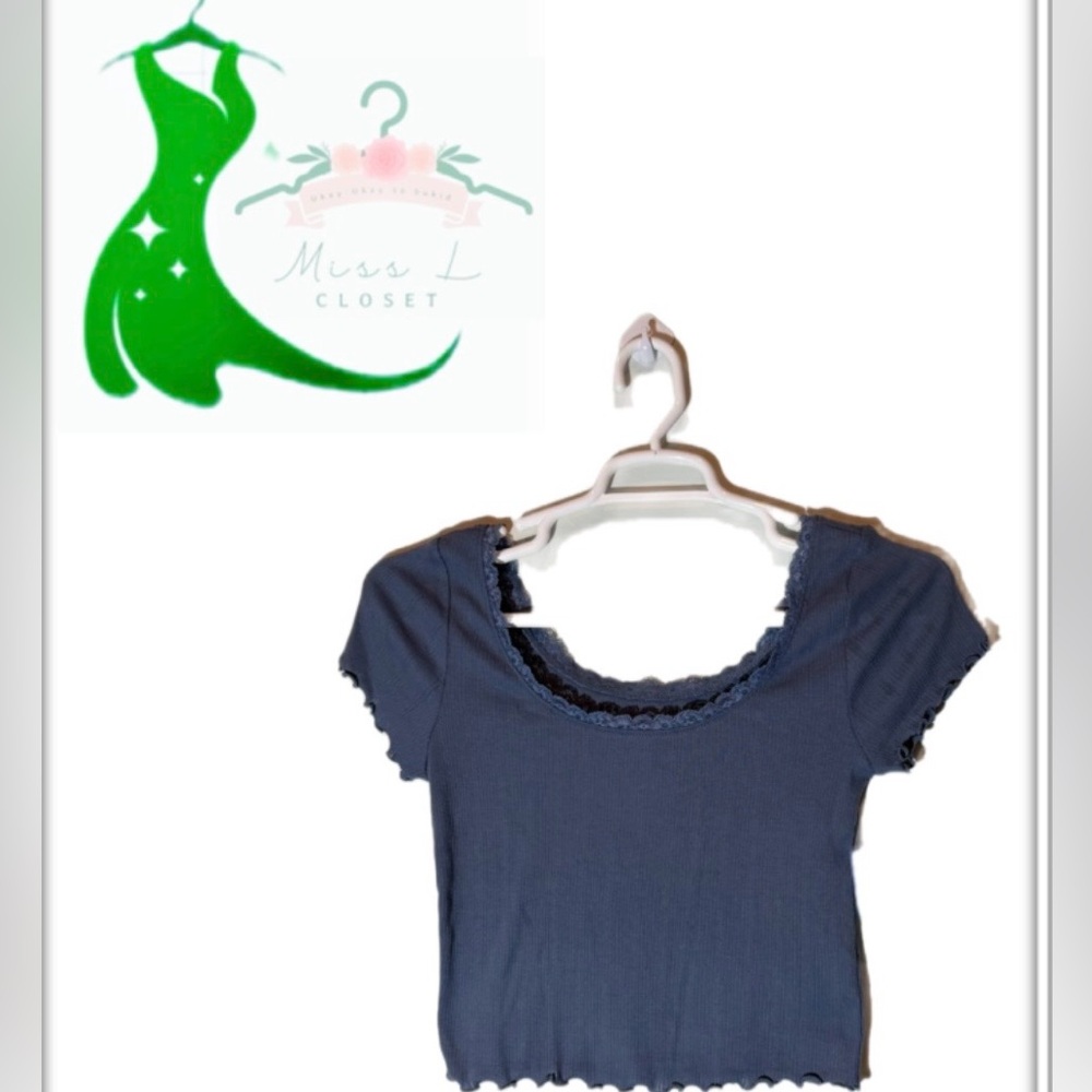 Miss Closet Deep Blue Crop Top